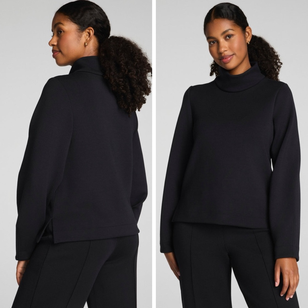 NWT SPANX Woman Black Relax Fit Turtleneck Sweater 3X Classic Minimal Preppy